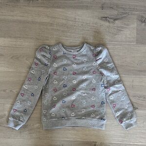 Janie and Jack Gray puff sleeve Sweatshirt with Heart Pattern